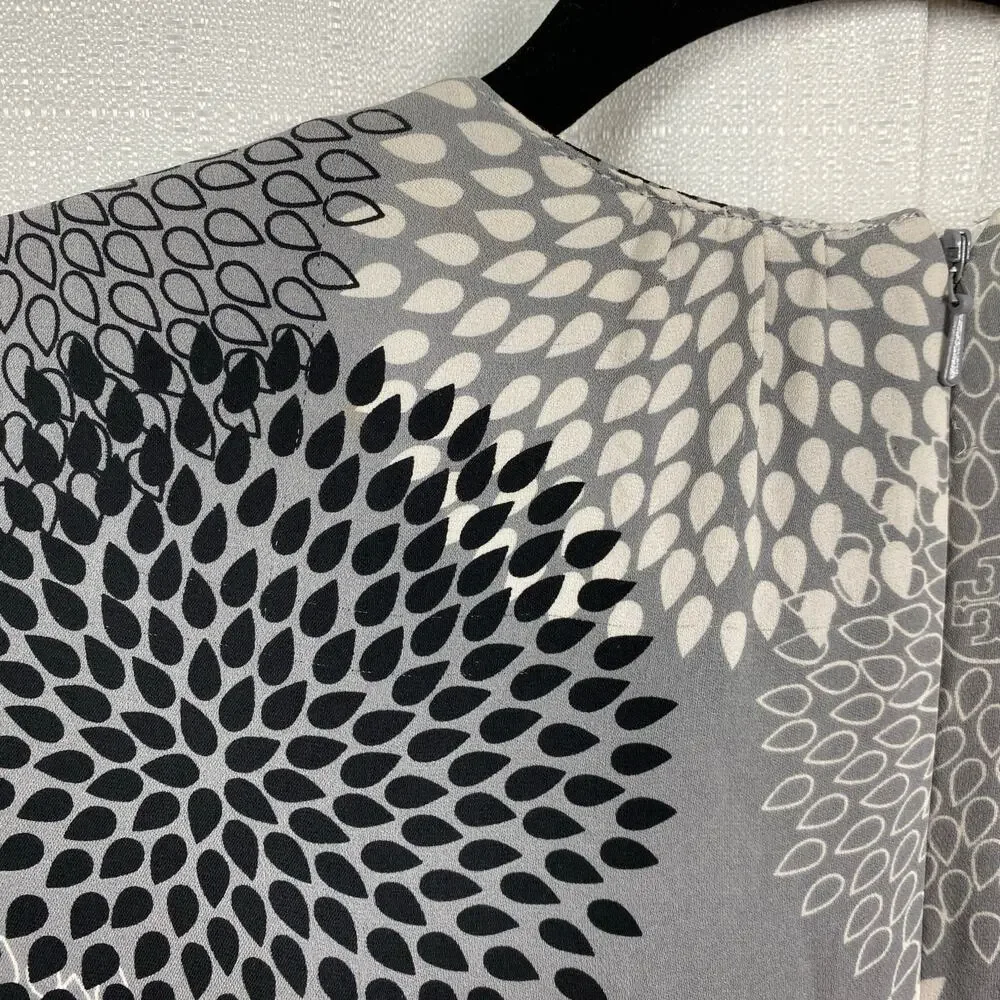Tory Burch Gray&Black Pattern Silk Long Sleeve Dress Sz.6